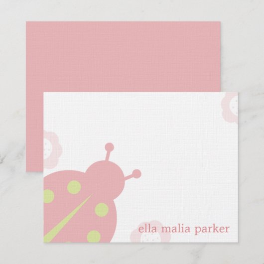 Ladybug Note Card/Flat-bedankt-kaart Notitiekaartje (Voorkant / Achterkant)