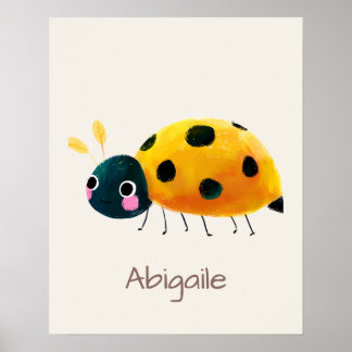 Ladybug Nursery Name Wall Art Print