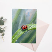 Ladybug on a Dewy Leaf – Nature Postcard Briefkaart