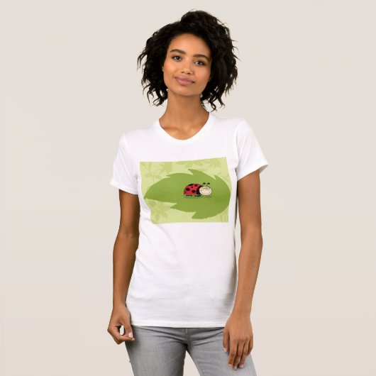 Ladybug On A Leaf Womens T-Shirt (Voorkant volledig)