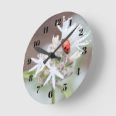 Ladybug on Silverleaf Phacelia Flowers Wall Clock Ronde Klok (Hoek)