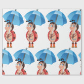 Ladybug onder een overkoepelend omslagpapier cadeaupapier (Vlak)