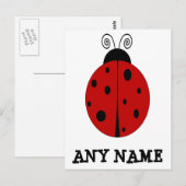LADYBUG ontwerp aangepast BRIEFKAART met OM HET EV (Voorkant / Achterkant)
