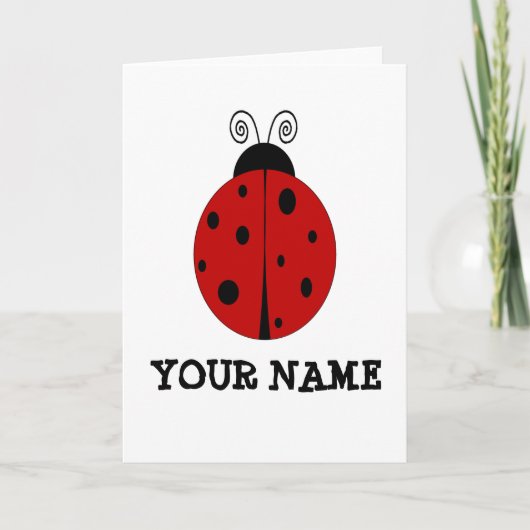 LADYBUG-ontwerp aangepast met ELKE NAAM Kaart (Voorkant)