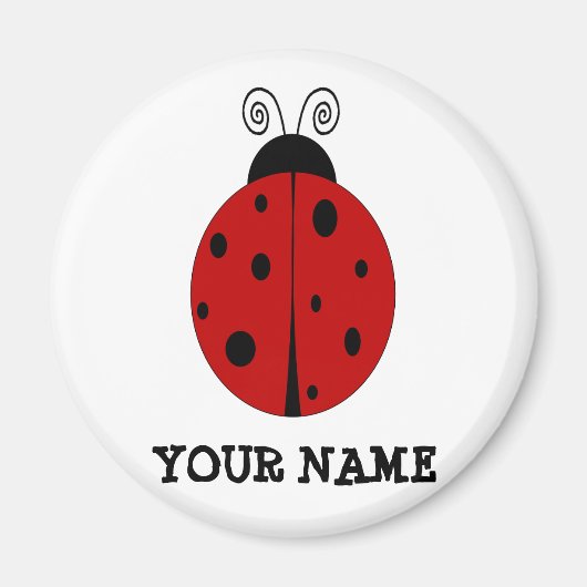 LADYBUG ontwerp aangepast met ELKE NAAM Magneet (Voorkant)