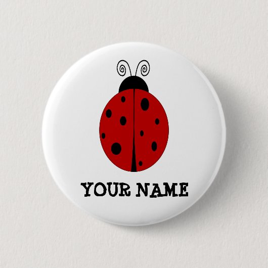 LADYBUG-ontwerp aangepast met ELKE NAAM Ronde Button 5,7 Cm (Voorkant)