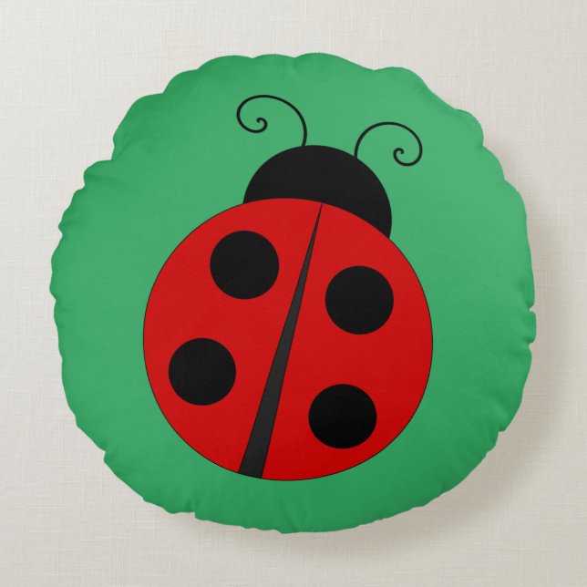 Ladybug-ontwerp Rond Kussen (Voorkant)