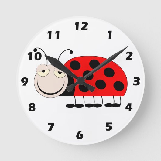 Ladybug-ontwerpwandklok Ronde Klok (Voorkant)