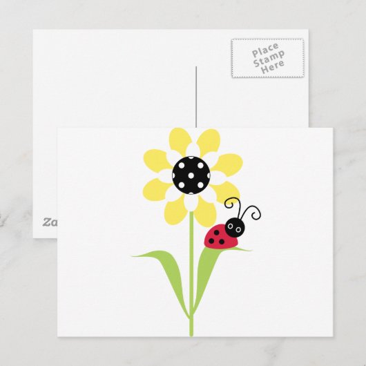 Ladybug op bloem briefkaart (Voorkant / Achterkant)