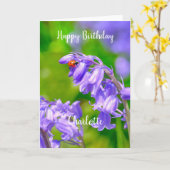 Ladybug op Bluebells Birthday Kaart (Gele Bloem)