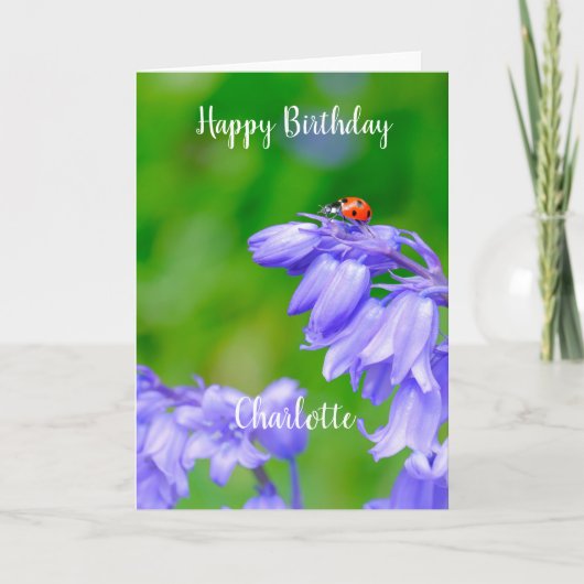 Ladybug op Bluebells Birthday Kaart (Voorkant)