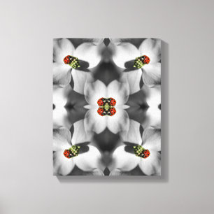 Ladybug op Dogwood Flower Abstracte Natuur Canvas Afdruk