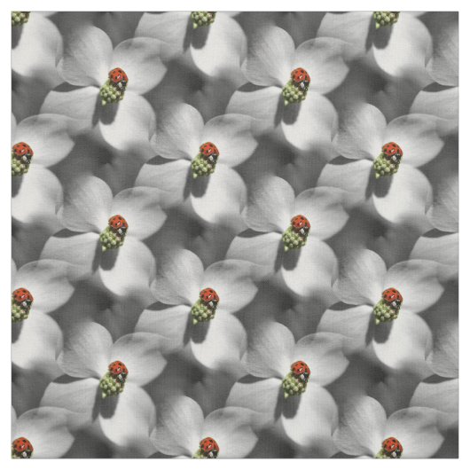 Ladybug op Dogwood Flower Natuur Pattern Stof (Swatch)