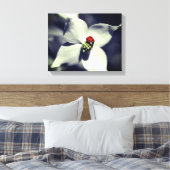 Ladybug op Dogwood Flower Partiële kleur Canvas Afdruk (Insitu (Slaapkamer))