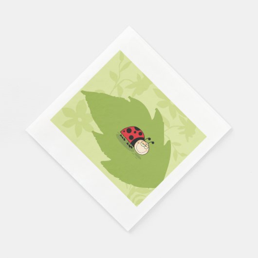 Ladybug op een bladpapier servet (Hoek)