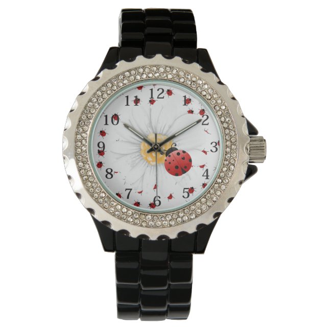 Ladybug op een Daisy Horloge (Voorkant)