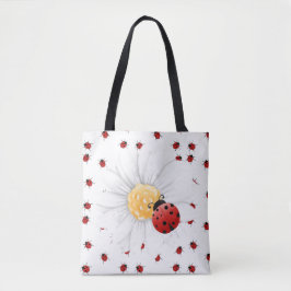 Ladybug op een Daisy Tote Bag
