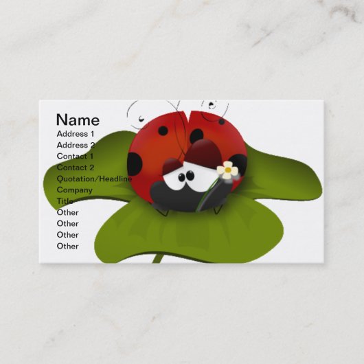 Ladybug op een groen blad visitekaartje (Voorkant)