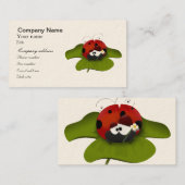 Ladybug op een groen blad visitekaartje (Voorkant / Achterkant)