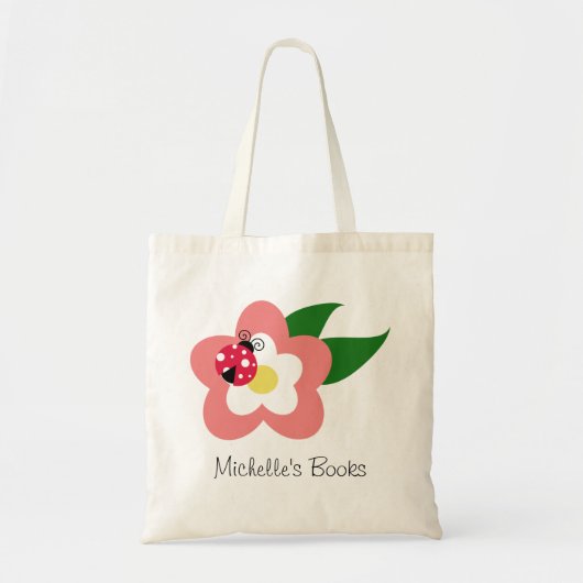 Ladybug op een Vloerige Aangepaste schooltas Tote Bag (Voorkant)