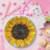 Ladybug op een zonnebloem papieren bordje (Feest)