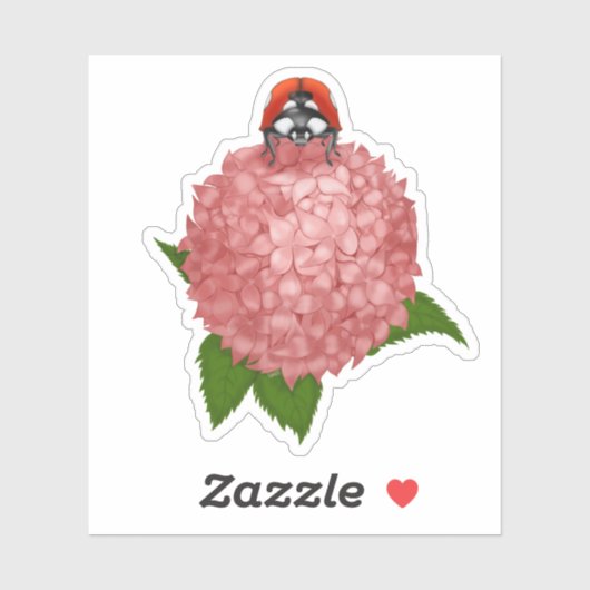 Ladybug op Flowers Vinyl Stickers (Vel)