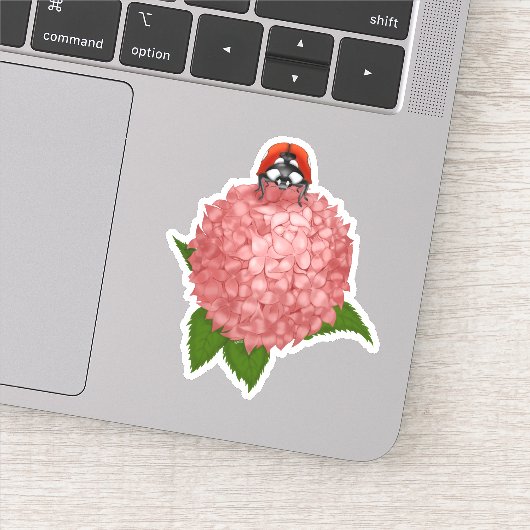 Ladybug op Flowers Vinyl Stickers (Detail)