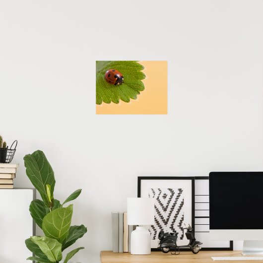 Ladybug op groen lef poster (Thuiskantoor)