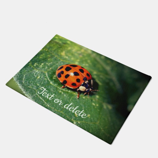 Ladybug op Leaf Close Up Personated Deurmat (Schuin)