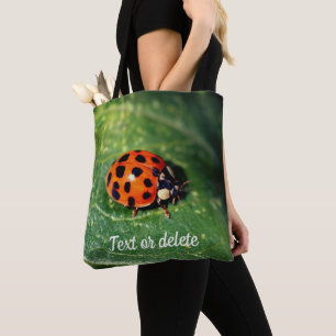 Ladybug op Leaf Close Up Personated Tote Bag
