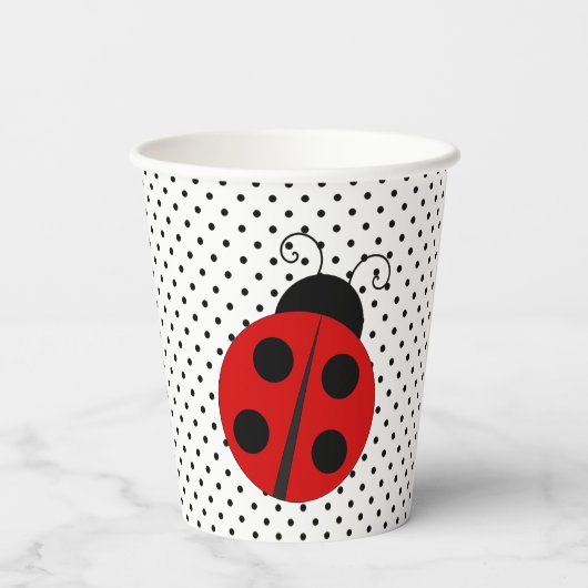 Ladybug op poka Dots Design Paper Cups Papieren Bekers (Achterkant)
