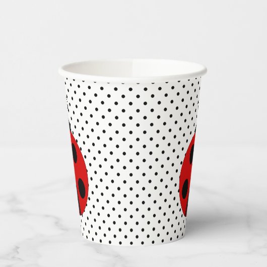 Ladybug op poka Dots Design Paper Cups Papieren Bekers (Links)