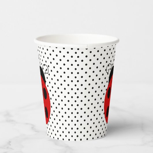 Ladybug op poka Dots Design Paper Cups Papieren Bekers (Rechts)