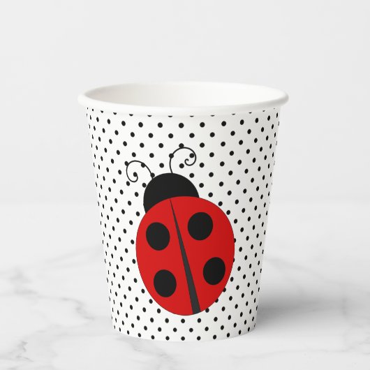 Ladybug op poka Dots Design Paper Cups Papieren Bekers (Voorkant)
