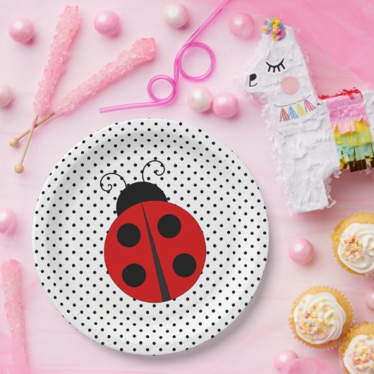 Ladybug op Polka Dots Design Paper-Borden Papieren Bordje (Feest)