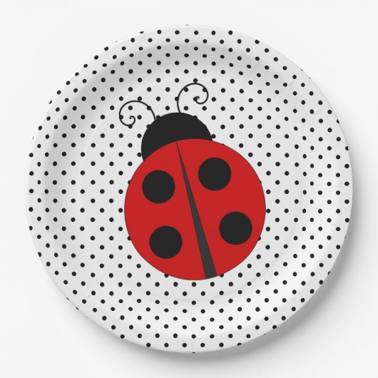 Ladybug op Polka Dots Design Paper-Borden Papieren Bordje (Voorkant)
