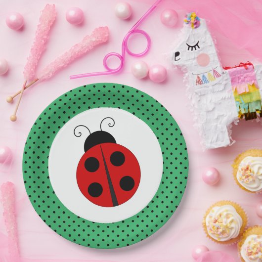 Ladybug op Polka Dots Design Paper-Borden Papieren Bordje (Feest)