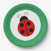 Ladybug op Polka Dots Design Paper-Borden Papieren Bordje (Voorkant)