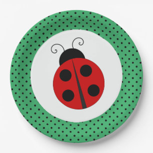Ladybug op Polka Dots Design Paper-Borden Papieren Bordje
