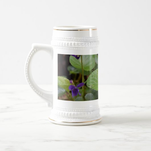 Ladybug op Sweet Violet Flowers Bierpul (Links)