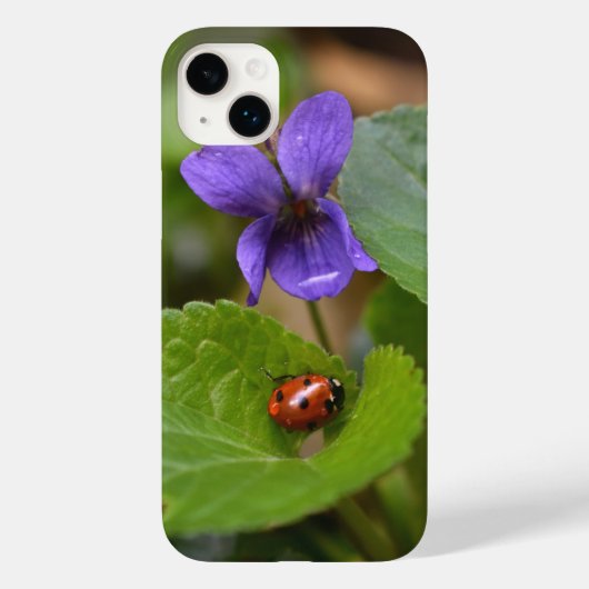 Ladybug op Sweet Violet Flowers Case-Mate iPhone Case (Achterkant)