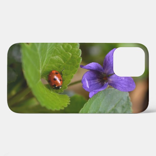Ladybug op Sweet Violet Flowers Case-Mate iPhone Case (Achterkant (horizontaal))