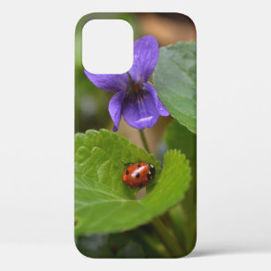 Ladybug op Sweet Violet Flowers Case-Mate iPhone Case