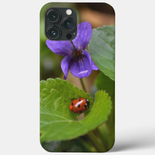 Ladybug op Sweet Violet Flowers Case-Mate iPhone Case