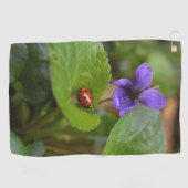 Ladybug op Sweet Violet Flowers Golfhanddoek (Horizontaal)