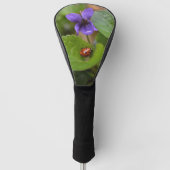 Ladybug op Sweet Violet Flowers Golfheadcover (Voorkant)