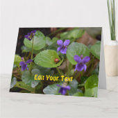 Ladybug op Sweet Violet Flowers Kaart (Voorkant)
