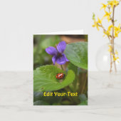 Ladybug op Sweet Violet Flowers Kaart (Gele Bloem)