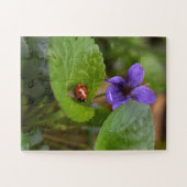 Ladybug op Sweet Violet Flowers Legpuzzel (Horizontaal)
