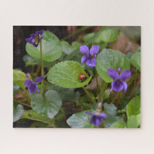 Ladybug op Sweet Violet Flowers Legpuzzel